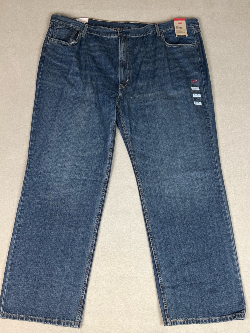Levi's Relaxed Straight Fit Denim Blue Jeans. Cotton. Men's Sz 52x34 Big & Tall